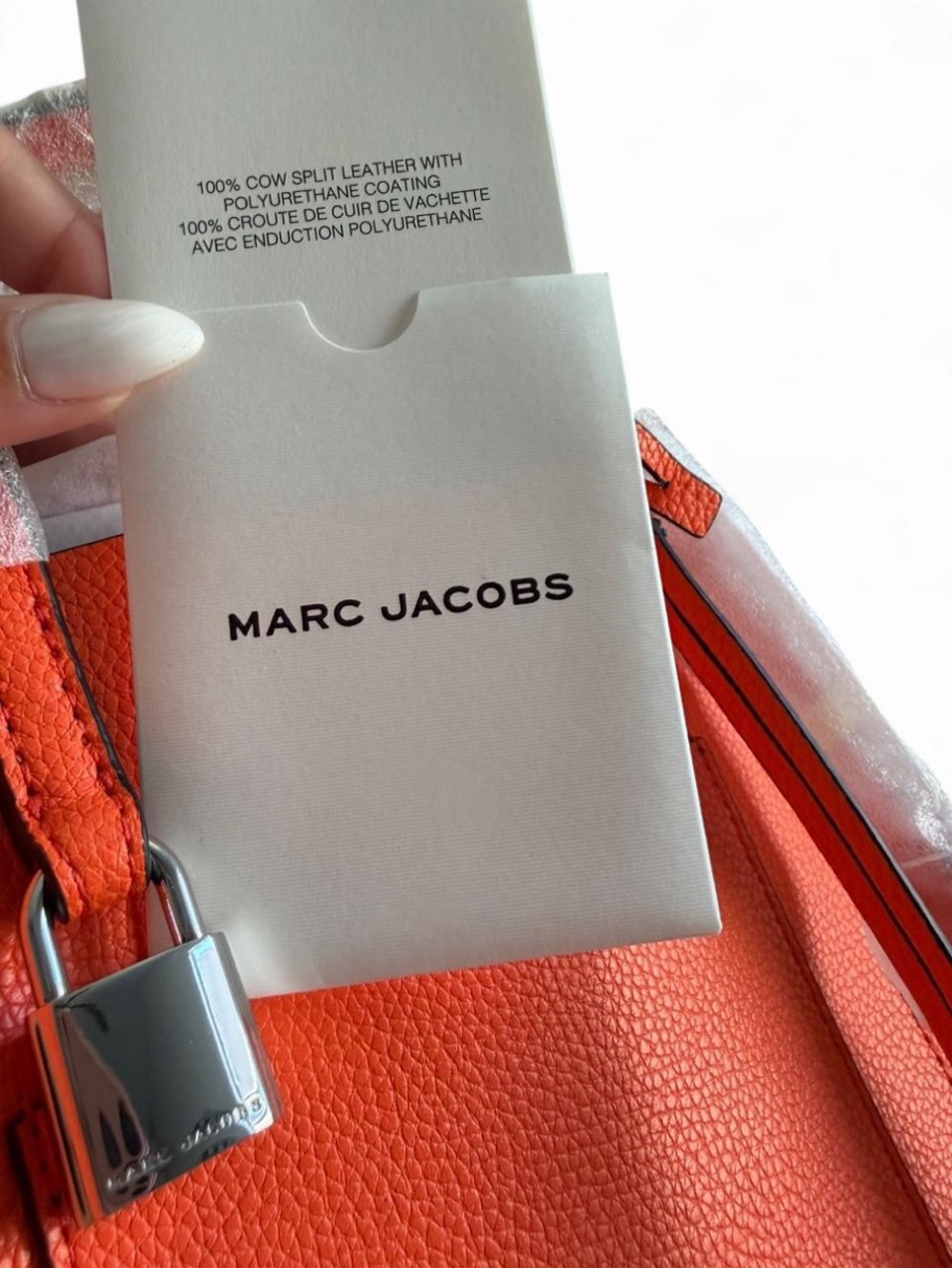 🧡 MARC JACOBS The Grind Mini Tote Bag Dragon Fire Orange NWT Crossbody - Picture 5 of 16